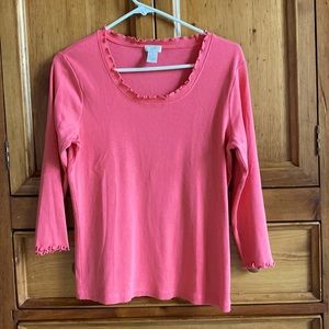 3/4 length sleeve scalloped shirt